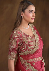 India Silk Rani Pink Sarees Featuring A Blend Of Multiple Fabrics Offer A Perfect Balance Of Elegance